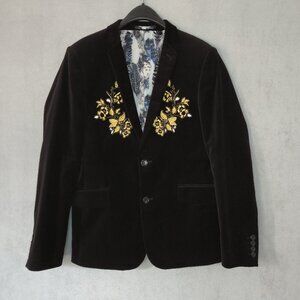 ASOS Embroidered Velvet Skinny Tuxedo Jacket | Size 38" Short